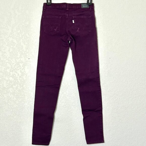 Levis Women's Junior 14 Regular 710 Super Skinny Distressed Purple Jeans - Picture 7 of 14